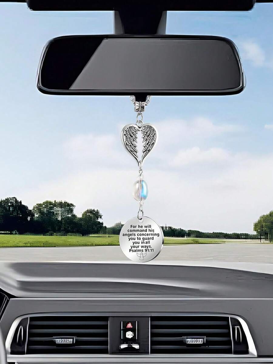 1pc Angel Rearview Mirror Hanging Decor, Christian Car Accessory Guardian Angel Pendant, Religious Gift For Women, Teenagers, Friends, Rearview Mirror Decoration - Multicolor - View 1