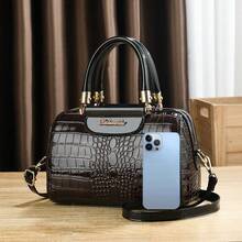 Large Capacity Boston Handbag, Fashionable High-End Women's Shoulder Bag, Versatile Stylish High-Grade Crossbody Bag, Minimalist Design - Brown - View 2