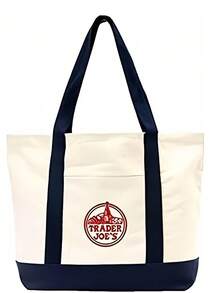 Trader Joe Large Tote Shopping Bag Cotton Canvas Embroidered Bag(New Model) - 彩色 - 查看 14