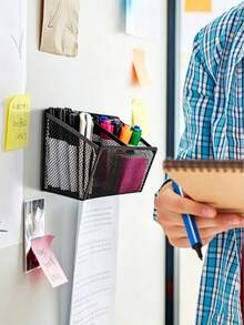1 cái giá đỡ bút từ tính bằng lưới kim loại, kiểu dáng tối giản hình vuông, nam châm mạnh, thích hợp cho bảng trắng, tủ lạnh và tủ đựng đồ, đồ dùng văn phòng sáng tạo, có thể dán bút dạ, bút bi, bút chì, phụ kiện cho tủ lạnh, bảng trắng và tủ đựng đồ. - Giá đỡ bút rỗng - Xem 5