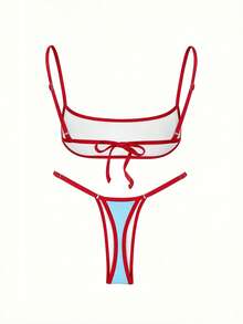 2026欧美风性感女士比基尼套装，可爱泳衣女士沙滩度假两件套泳装 - 紅色 - 查看 4