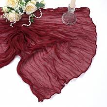 1 pièce Cheesecloth Chemin de table, Écharpe de table en mousseline de coton 10 pi 35x118 pouces Boho transparente Tissu rustique pour décoration de fête, baby shower, mariage, vacances - Rouge foncé - Voir 7