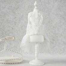 1 pieza Vestido para perro mascota, vestido tipo pastel de tul de malla ligero con bordado de encaje, adecuado para perros/gatos y mascotas pequeñas en bodas, fiestas y días festivos - Blanco - Ver 5