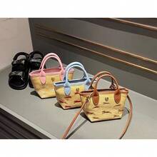 Mini Embroidered Straw Bag – Stylish Handbag, Shoulder & Crossbody Woven Tote For Women,Free Shipping - Straw-woven Almond Yellow - View 4