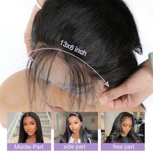 Tóc giả Sixsister HD Transparent 13x6 Lace Frontal Straight Pre Plucked Swiss Full Closure Only Natural Black Remy Human Hair - Natural Black - Xem 7