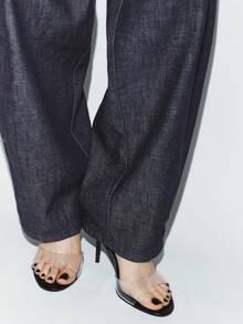 2026 Spring/Summer New Women's Shoes, Mule Style Mid/Low Heel Sandals - Black - View 4