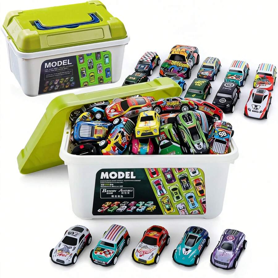 Coche de aleación para niños, coche de hojalata/aleación, modelo de coche de inercia (caja de embalaje/estilo de coche aleatorio) Caja de embalaje Modelo de coche de carreras Juego de coches de juguete, Mini modelo de contenedor de simulación adecuado como regalo para niños de 3 a 9 años
