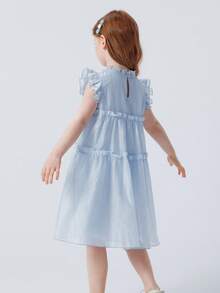 mini bala Young Girl Cotton Dress, Soft Breathable Summer Outfit, Cute & Daily Wear 2026 - Ice Blue - View 3