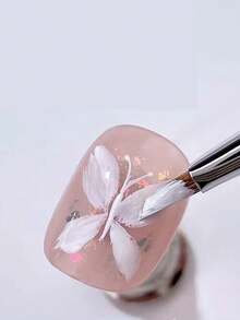 1 cọ vẽ móng kiểu Pháp hình lưỡi liềm màu hồng, cán gỗ, dùng cho sơn gel UV và sơn acrylic. - Hồng - Xem 6
