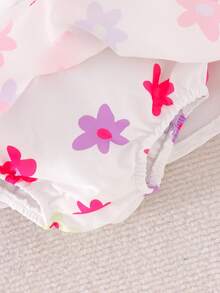 1件女婴可爱花卉水果印花连体衣，夏季 - 淡紫色 - 查看 3