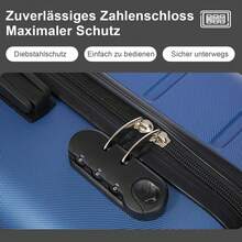 YONSLY Leichtes Koffer 20/24/28 mit Zoll 4-Rollen-360° Zahlenschloss Doppelt Verwendbarer Reißverschluss Weicher Gummigriff Reisekoffer Hartschalenkoffer für Urlaub Familienausflüge und Pärchenreisen - Tiefblau - Übersicht 3