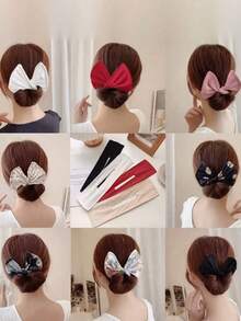 3pcs Elegant Polka Dot & Leopard Print Hair Accessories Set Including Hair Scrunchies And Headbands, Fashion Accessories, Vintage Style, Fabric Material, Minimalist Design, Bow Decor, Quick & Easy Hairstyles, Suitable For Party, Daily Commute, Summer Outfits, Refined & Graceful Gift For Women & Girls, Valentine's Day, Graduation, Mother's Day,Travel,Birthday - Multicolor - View 3