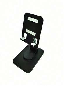 1 pieza Soporte de teléfono de ABS negro, soporte para tableta, soporte de escritorio para teléfono plegable y ajustable de 360° - Negro - Ver 3