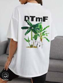 100% Cotton Loose Tee Shirt With Funny Puerto Rican Bunny Frog 'DtMF' Print For Women, Summer Clothing, Plus Size Summer Tops, K-Pop Warrior Series, Pure Cotton Tops, Women's Clothing, Women's Summer Clothing, Knitwear, Party Dresses, Women's Plus Size Clothing, Women's Plus Size Crew Neck Loose Tops, Best Friend Dresses, Vacation Wear, Casual Activewear, Dressy Tops, Women's Activewear, Women's Tops, Women's Promotional Clothing, Unisex, Teen Clothing, Basic T-Shirt, Women's Summer Clothing, Soft And Comfortable, Summer, Spring, Easter, Holiday, Party, Beach, Wedding, Graduation, Elegant, Casual, Vacation, Sporty, Formal, Y2K, Business, Country, Sequin, Ruffle, Decoration Of The - White - View 3