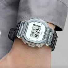 Casio DW-5600SK-1 Transparent Ice Gray Square Watch, 200M Water Resistant Shockproof Multi-Function Digital Wristwatch - one-size - View 3