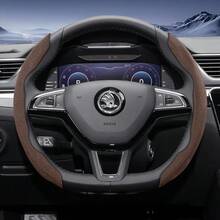 Hocasen 适用于 Alcantara 绒面革方向盘套,全新运动设计,分段式防滑,快速安装,超薄,适用于 Octavia/Kamiq/Fabia/Kodiaq/Karoq/Enyaq/Superb/Scala/Kushaq/Slavia/Elroq/Kylaq,黑色、棕色、摩卡棕、橙色、红色、绿色可选。 - Segmented Sport Suede Steering Wheel Cover - 查看 24