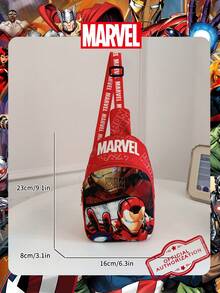 Marvel 1个漫威官方授权钢铁侠图案单肩包，男童休闲斜挎包，轻便可调节肩带胸包，卡通零钱包，适合男孩、年轻粉丝、学生，完美适用于日常上学、户外玩耍、主题公园游玩、假期旅行，方便携带零食。 - 彩色 - 查看 4