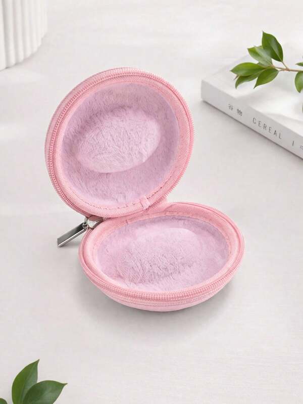 1pc Portable Watch Storage Case, Single Watch Travel Zipper Container, Pink Classic Hard Shell Soft Velvet Lining Dust-Proof Watch Display Box, Practical Gift For Girlfriend, Wife, Anniversary, Suitable For Carrying And Hotel Use