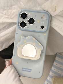 Blue Mirror Stand Phone Case Compatible With IPhone 17 Pro Max, 15, 13, 16 Minimalist Star Design - Baby Blue - View 6