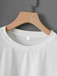Haut pour femme modèle 2026, t-shirt 100 % coton, manches courtes à imprimé, lot de 2 pour l'été. - Blanc - Voir 5