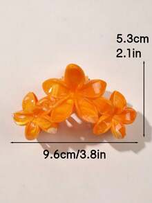 1个随机ABS材质春夏枫叶橙渐变优雅大理石纹理雏菊组合发爪夹，波西米亚海滩度假风发饰 - 彩色 - 查看 2