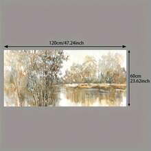 Tranh canvas nghệ thuật trừu tượng hiện đại không khung chủ đề cây cối và hồ nước - Kích thước 23.62x47.24 inch (60x120cm), phong cảnh với tông màu vàng, tranh in trên vải canvas chất lượng cao, thích hợp trang trí phòng khách và phòng ngủ, nhà ven hồ, nhà yên tĩnh, tác phẩm nghệ thuật màu sắc nhẹ nhàng. - Nhiều màu - Xem 1