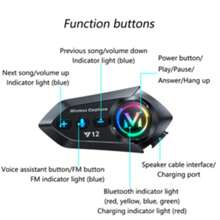 Auriculares inalámbricos Bluetooth para casco de motocicleta Y12, con función de manos libres inalámbrica, resistente al agua IP56 y al polvo, ideal para conducir en días lluviosos, gran capacidad de batería, compatible con asistente de voz IA y conexión simultánea a dos teléfonos inteligentes, adecuado para cascos integrales y de media cara, excelente calidad de sonido, ideal para entusiastas de la conducción. (Sin función de intercomunicador, no es compatible con el intercomunicador) - Ver 11