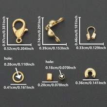 260件/盒珠宝制作材料套装，包含15个龙虾扣、25个珠帽、35个半月形珠帽、35个U形珠尾、50个压接管和100个开口圈，适用于DIY项链、手链、吊坠制作。 - 配件套裝(260pcs) - 查看 2