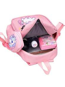 Cute Unicorn Lightweight Comfortable Casual Crossbody Bag, Versatile School Backpack With Simple Design - Pink - View 10