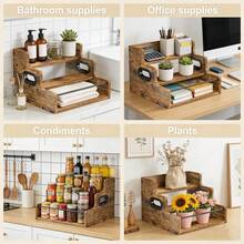 Wooden Kitchen Counter Shelf - 3 Tier Coffee Station Organizer & Spice Rack, Countertop Organizer Spices Accessories, Kitchen Shelf Organiser Home, Coffee Bar - 1 - View 6