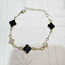 1pc Cherry Blossom -Leaf Clover Bracelet, Luxury Zirconia Sparkling Elegant Lady Style Accessory - Multicolor - View 10