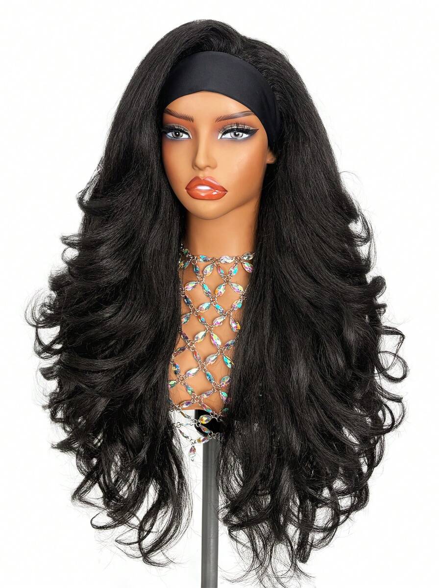 26 Inch Synthetic Glue-Free Half Wig, Afro Kinky Curly Clip-In Half Wig, For Daily Wear & Party (Natural Black) - Multicolor - View 1