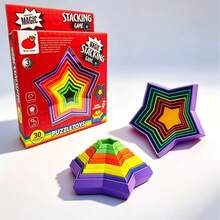 Rainbow Star Layered Stacking Puzzle Toy Decompression Relaxing Space Thinking Assembly Educational Fidget Toy - Multicolor - View 1