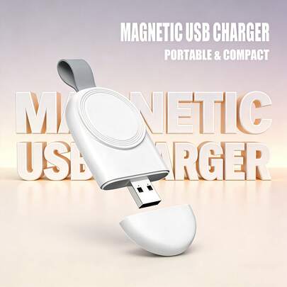 1pc Portable USB Magnetic Wireless Charger, Compact & Efficient Magnetic Charging For Apple Watch Series Ultra/9/8/7/6/SE/SE2/5/4/3/2/1, Plug And Play Smart Watch Charger