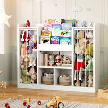 ONBRILL 2-In-1  Toy Storage Organizer, 4-Tier Stuffed Animal Storage With Bookshelf, Kids Toy Storage Shlef With 3 Open Cube With Rounded Corners, Bookshelf For Kids Room, Playroom, Bedroom, White - White - View 4