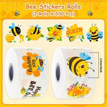500 Sheets/1 Rolls Cartoon Bee Shaped Stickers Decorative Gift Box Sticker Sticker Label Label Sealing Sticker Reward Sticker Gift Wrapping Sticker Party Small Gift - Multicolor - View 7