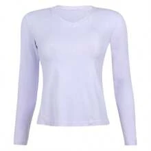 Kit 3 Women's Basic Long Sleeve V-Neck Blouses - 油藍色/白色/棕色 - 查看 3