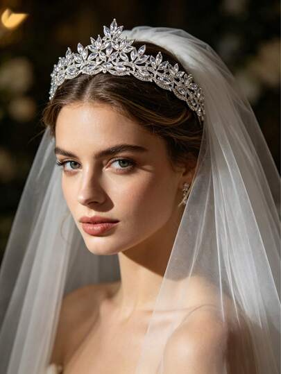 Elegant Crystal Alloy Bridal Crown, Suitable For Women's Wedding, Birthday Party, Valentine's Day Accessories