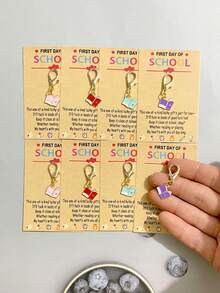 4/8pcs Colorful Book Shaped Lucky Keychain With Blessing Card, Cute Student Backpack Pendant, Back To School/First Day Of School Gift For Classmates, Teachers, Friends - Multicolor - View 3