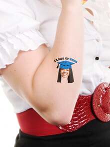 10/20/30/60pcs Temporary Tattoos, Customized Face Tattoos, Graduation Tattoos, Graduation Party Favors, Graduation Party, Customized Photo Tattoos, Graduation Temporary Tattoos, Class Of 2026, Valentine's Day Gift, Couple Photos, Christmas Gift, Home Decor, Decorations, Personalized Gift, Custom Gift - Multicolor - View 4