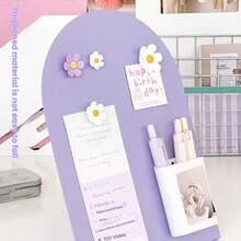 4pcs/Set [1 Board + 3 Flower Magnets] 2025 Magnetic Message Board Office Desktop Whiteboard Household Memo Reminder Board Entrance Hall Note Double-Sided Anime Desktop Magnetic Message Board Note Board Vertical Badge Small Card Storage Display Board - Message Board - View 9