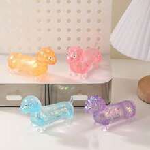 Colorful Glitter Filled Dachshund Dog Squishy Fidget Toy, Soft Squeeze Stress & Anxiety Relief Sensory Toy, Ideal Easter Basket Stuffer & Birthday Gift For Kids & Adults - Random Color - 粉紅小狗 - 查看 5