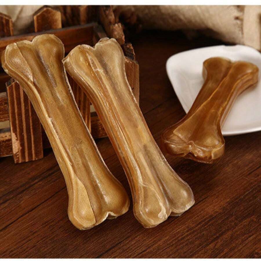 5英寸宠物磨牙棒，2支/套 - 适用于中小型犬，持久耐用的狗骨头玩具，宠物咀嚼玩具，狗狗洁齿棒 - 卡其色 - 查看 1