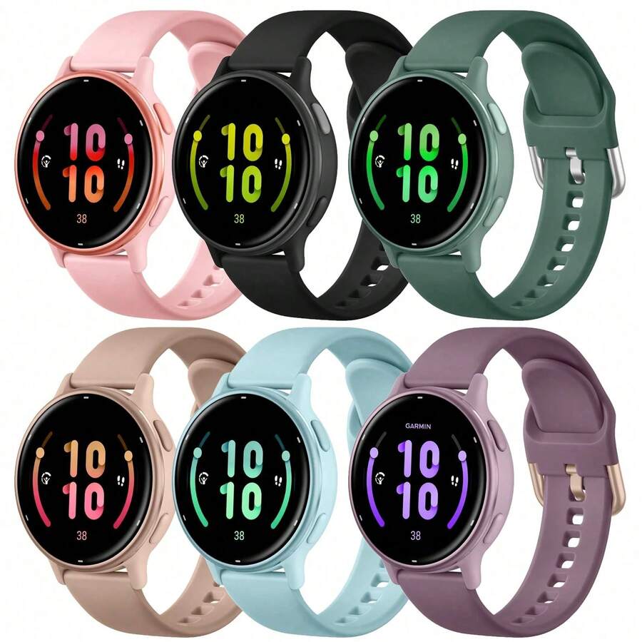 20/22mm Silicone Watch Band, Compatible With Vivoactive 6/Vivoactive 5/Vivoactive 3/Venu/Venu 2 Plus/Venu Sq/Galaxy Watch 7/6/5/4 (40mm/44mm)/Watch 4/6 Classic (42mm/46mm/43mm/47mm), Unisex; Soft Sport Replacement Strap For Forerunner 645/245/Galaxy Watch 5 Pro (45mm)/Active 2/Watch 3 (41mm). - 20mm - View 1