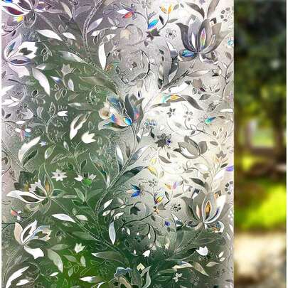 Película de vinilo clásica con estampado de tulipanes para privacidad de ventanas, adhesivo decorativo para ventanas - película decorativa colorida sin adhesivo, fácil de instalar, adecuada para decoración del hogar y la oficina, película para ventanas | Patrón floral clásico | Película fácil de aplicar