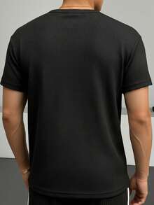 GRDR Lightweight Business Casual Waffle Polo Shirt, White, Button-Up, Short Sleeve, Versatile For Summer Commute - Black - View 2