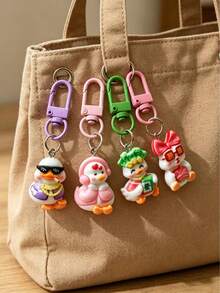 2/4/6pcs Cute Cartoon Rich Duck Keychains, Bring Happiness And Relieve Stress, Suitable For Backpack Decoration, Student Gifts, Thanksgiving, Mother's Day, Graduation, Beach, Back To School, Party Favors Gifts For Mother, Father, Graduation, And Teacher - Multicolor - View 4