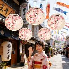 日式樱花纸灯笼，悬挂式传统日式灯笼，适用于日式寿司店、生日、家居、教堂、婚礼派对装饰、新年、万圣节、圣诞节、中国新年派对装饰（无需用电） - 櫻花燈籠 - 查看 8