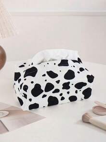 1/3pcs Corduroy Printed Tissue Box, Ins Style Home Living Room Tea Table Napkin Holder, Bedroom Bedside Dust-Proof Storage Box, Luxury Car Dining Table Creative Tissue Case, Black White Beige - Multicolor - View 6