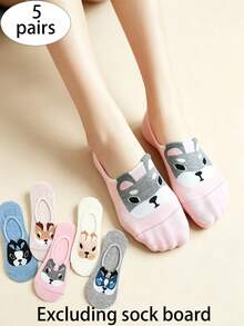 5 pares de calcetines tipo barco para mujer, estilo primavera y verano, 5 pares de calcetines invisibles antideslizantes divertidos y lindos con diseños de animales en 3D. Todos los patrones están hechos con tecnología de tejido jacquard de alta densidad en una sola pieza, y tienen una tira antideslizante de silicona de alta viscosidad incorporada en el talón de los calcetines, ajustándose suavemente a la superficie del pie sin estrangular, adecuados para usar en diversas ocasiones. - Multicolor - Ver 6